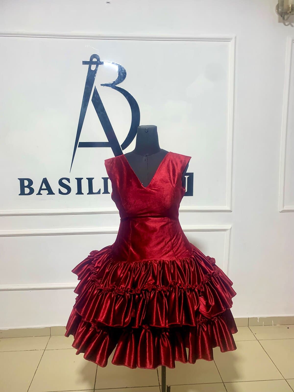 red velvet ruffle